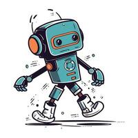 Vektor Illustration von ein süß Roboter. Karikatur Stil. isoliert auf Weiß Hintergrund.