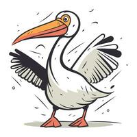 tecknad serie pelikan. vektor illustration. isolerat på vit bakgrund.