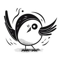 söt tecknad serie fågel. hand dragen vektor illustration isolerat på vit bakgrund.