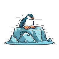 Pinguin Sitzung auf Eisberg. Vektor Illustration im Karikatur Stil.