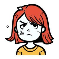 wütend Frau Karikatur Charakter Vektor Illustration. emotional Mädchen Gesicht.
