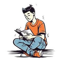 Mann lesen ein Buch. Vektor Illustration von ein jung Mann lesen ein Buch.