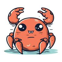 süß Karikatur Krabbe Charakter. Vektor Illustration von ein Meer Tier.