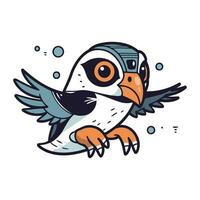 süß Karikatur Pinguin mit Flügel. Vektor Illustration isoliert auf Weiß Hintergrund.
