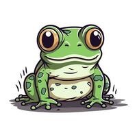 süß Grün Frosch isoliert auf Weiß Hintergrund. Vektor Karikatur Illustration.