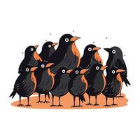 uppsättning av svartfåglar isolerat på vit bakgrund. vektor illustration i tecknad serie stil.