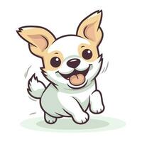 söt tecknad serie chihuahua hund löpning. vektor illustration.