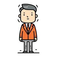 karaktär affärsman i kostym med händer i fickor. enkel platt vektor illustration.