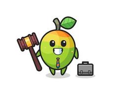 Illustration des Mango-Maskottchens als Anwalt vektor