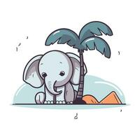 süß Elefant auf das Strand. Vektor Illustration im Karikatur Stil.