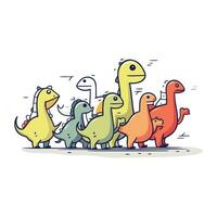 tecknad serie dinosaurier. vektor illustration av söt dinosaurier. rolig dinosaurier.