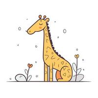 söt giraff. vektor illustration i platt linjär stil. tecknad serie djur.