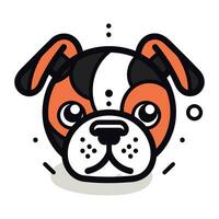 Bulldogge Gesicht Vektor Illustration. süß Karikatur Hund Kopf mit komisch Ausdruck.