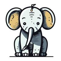 süß Karikatur Elefant mit ein Bleistift. Vektor Illustration auf Weiß Hintergrund.