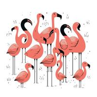 flamingos. vektor hand dragen illustration i tecknad serie stil.