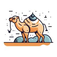Kamel im eben Stil. Vektor Illustration von ein Kamel im das Wüste.