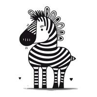 Zebra Symbol. Vektor Illustration im schwarz und Weiß Farben isoliert auf Weiß Hintergrund.