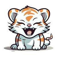 süß Karikatur Tiger isoliert auf ein Weiß Hintergrund. Vektor Illustration.