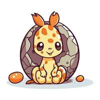 söt bebis giraff Sammanträde i de ägg. vektor illustration.