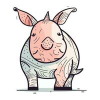 Vektor Illustration von ein süß Karikatur Nashorn. isoliert auf Weiß Hintergrund.