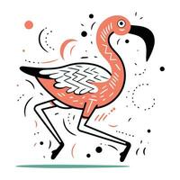 Flamingo. Hand gezeichnet Vektor Illustration im Gekritzel Stil.