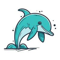 delfin ikon. hand dragen vektor illustration i klotter stil.