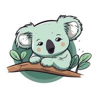süß Karikatur Koala auf ein Baum Ast. Vektor Illustration.