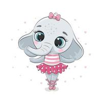 söt elefantballerina i rosa kjol. vektor illustration.