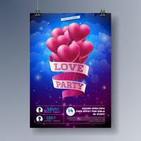 Vektor Valentines Day Love Party Flyer Design