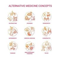 Alternativmedizin-Konzept-Icons gesetzt vektor