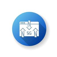 5g Webbrowser blaues flaches Design lange Schatten Glyphe Symbol vektor