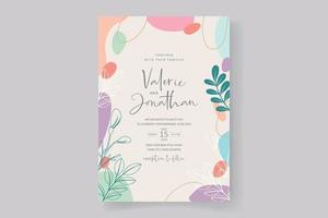 Hochzeitskartenschablone mit pastellfarbenem Hintergrunddesign vektor