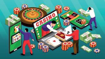 Isometrische Zusammensetzung des Online-Casinos vektor