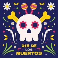 dia de los muertos med skalleelementbakgrund vektor