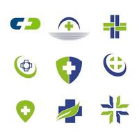 enkel uppsättning pack medicinsk och hälsovård logotyp design vektor