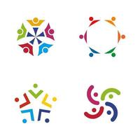 gemenskap, adoption, vård, teamwork -logotypdesign vektor