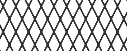 diagonal Kreuz Linie Gitter nahtlos Muster. geometrisch Diamant Textur. schwarz diagonal Linie Gittergewebe auf Weiß Hintergrund. minimal gesteppt Stoff. metallisch Drähte Zaun Muster. Vektor Illustration.