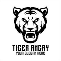Tiger Kopf Logo wütend Gesicht Design vektor