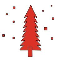 Weihnachten rot Baum. Symbol von das Neu Jahr. Gekritzel Illustration. Postkarte Design. isoliert Vektor