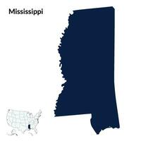 Karte von Mississippi. Mississippi Karte. USA Karte vektor