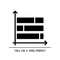 horizontal gestapelt Säule Diagramm schwarz Glyphe Symbol. Budget Management. demographisch Daten. Information Anzeige. Silhouette Symbol auf Weiß Raum. solide Piktogramm. Vektor isoliert Illustration