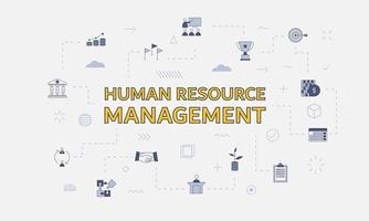 HRM Human Resource Management -koncept med ikonuppsättning vektor