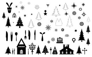 einstellen von schwarz Weihnachten Bäume Silhouette Dekorationen Illustration isoliert auf Weiß Hintergrund vektor