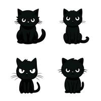 svart katt silhuett på en vit bakgrund pott kattunge vektor illustration