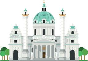 st. Charles Kirche, Wien, Österreich. isoliert auf Weiß Hintergrund Vektor Illustration.