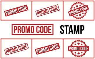 Promo Code Gummi Grunge Briefmarke einstellen Vektor