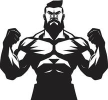 Höhepunkt von Leistung monochromatisch Vektor Tribut zu Bodybuilding Dominanz Muskel Wunder schwarz Vektor Anzeige von Biegen Exzellenz