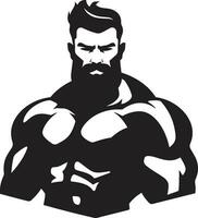 muskel förundras svart vektor visa av böjning förträfflighet skulpterad förträfflighet svartvit bodybuilding artisteri i vektor