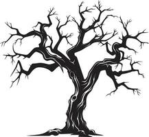 skuggor av förfall en svart vektor död- träd lämningar evig resten svartvit vektor av en träd slutet