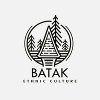 indonesischer Batak-Hausbau asiatische Hauslinie Pop-Art bunter Designvektor vektor